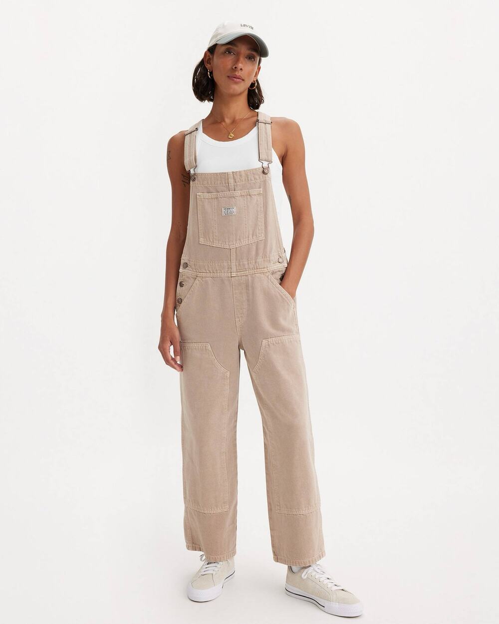 Levi's baggy high water workwear utility overalls with reinforced knees size L